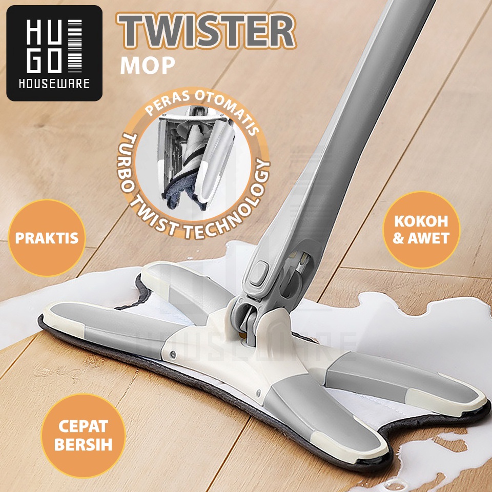 READY. HUGO Alat Pel Lantai Ultra Mop Twister - Pel Lantai Praktis Peras Otomatis Handsfree
