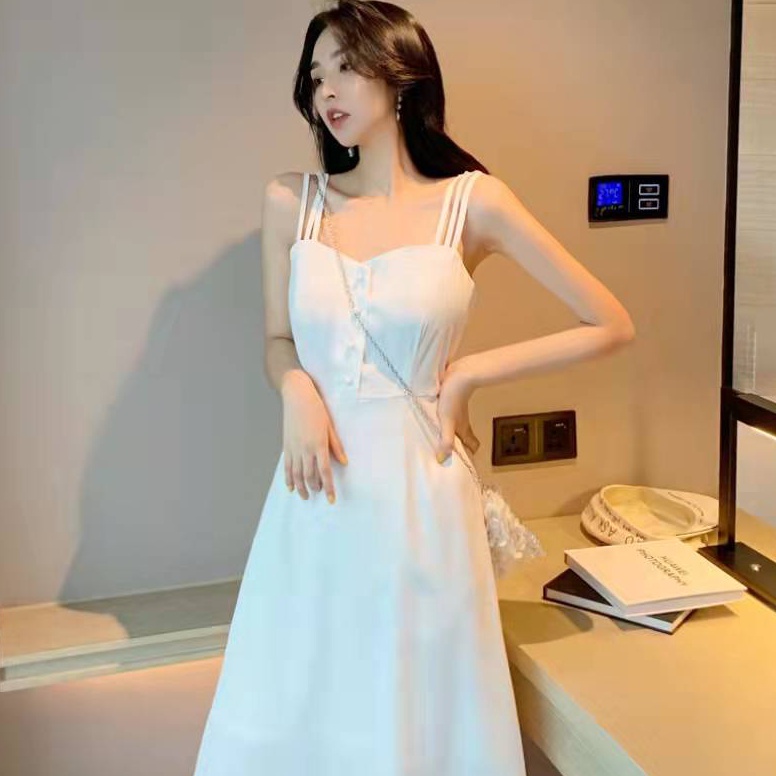 MURAH MERIAH. [CLEARANCE] Women A-Line Button Midi Dress Wanita Bahu Terbuka 1319 (XS-XL)