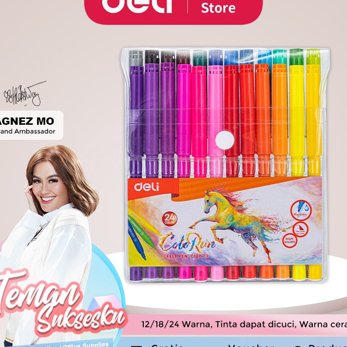 

♟ D 41076 Deli Spidol Warna - Felt Pen dapat dicuci 1.0mm 12/18/24 Warna EC10023 Terbaru ➳