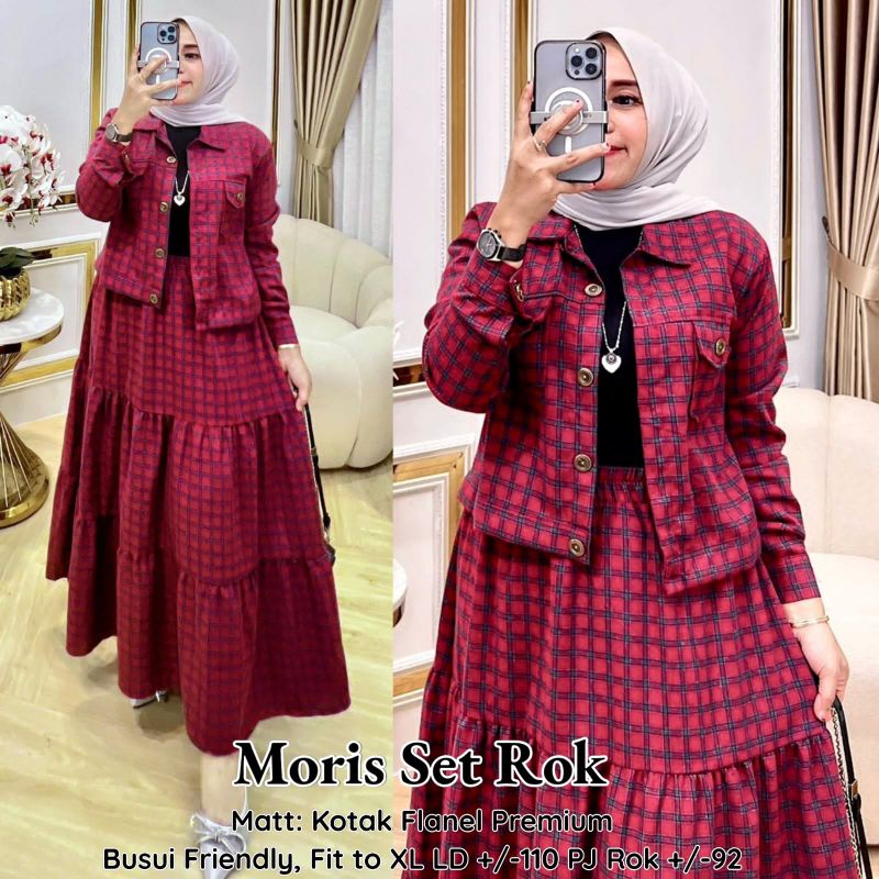 MORIS SET ROK SETELAN FLANEL WANITA