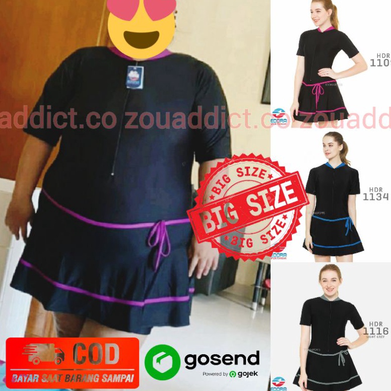 Murah.. [FREE KACAMATA RENANG] JUMBO/BIG SIZE 6L 7L 8L 9L 10L Baju Renang Diving Rok Semicover Wanit