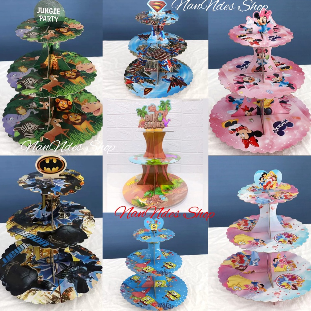Murah.. Standing cupcake karakter / Stand cake karakter / 3 tier Stand Kartun Princess Paws Mermaid 