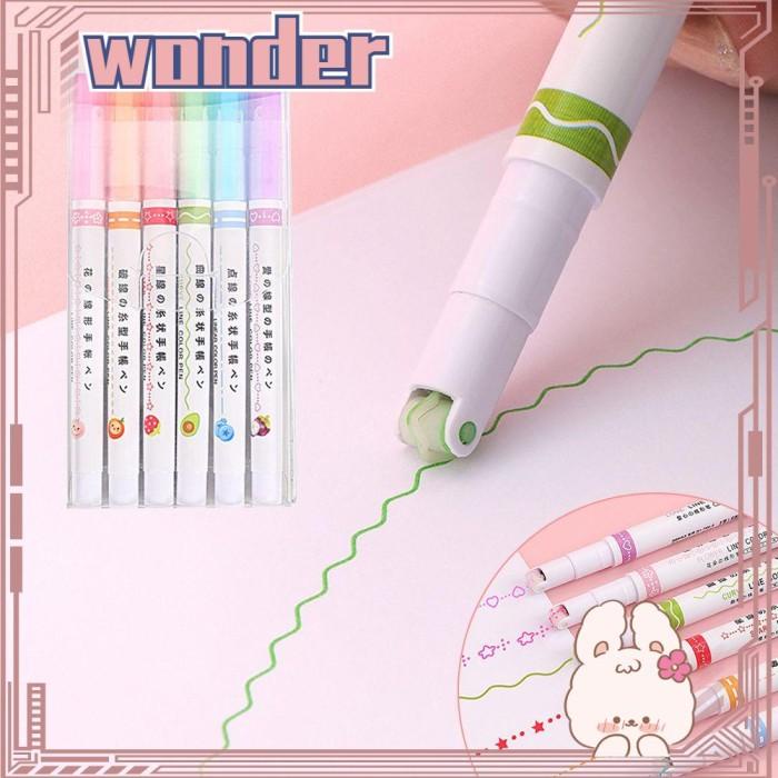 

6PCS / SET PEN HIGHLIGHTER LENGKUNG MULTIWARNA UNTUK MENGGAMBAR