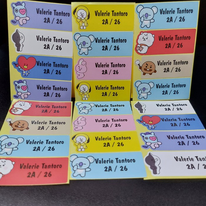 

BT21 Stiker Nama Label Nama Polos khusus untuk Buku Pelajaran 6x2cm