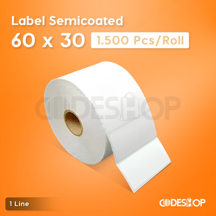 

LABEL BARCODE 60 X 30 SEMICOAT KERTAS STICKER 60X30 ISI 1.500 TERMURAH