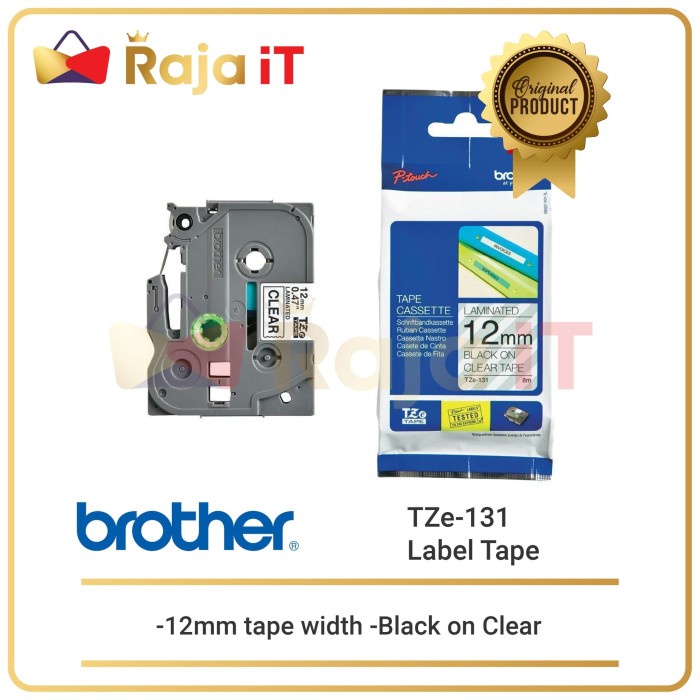 

BROTHER Label Tape TZE 131 12mm Black On Clear