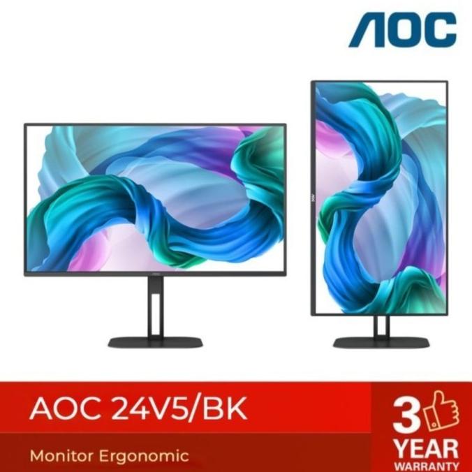 Monitor Aoc 24V5/Bk 24 Inch 75Hz Srgb 101% Monitor Ergonomic Ips Quinayi