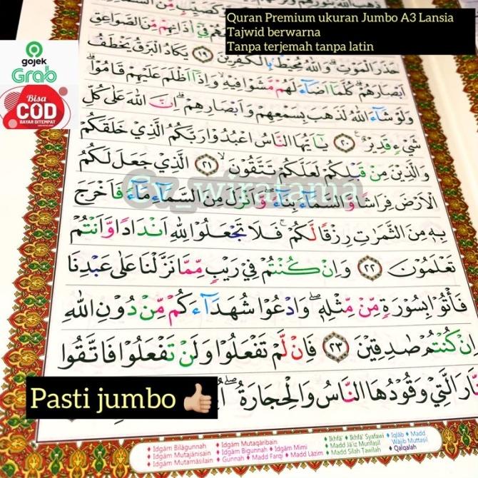 New Al Quran Besar Jumbo Lansia A3 Tajwid Warna Tanpa Terjemah Non Latin