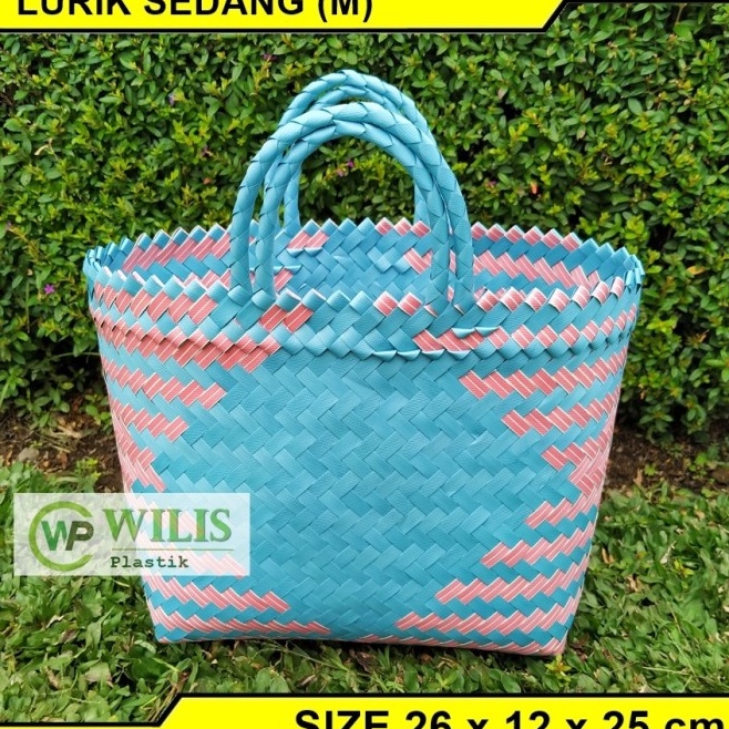 HXHS0133 [KODE 77]  Tas Anyam Plastik Lurik Sedang (M) Untuk Hampers Parcel Bingkisan  / Tas Anyaman