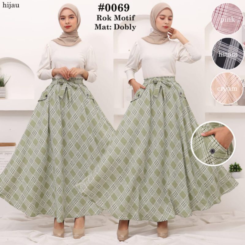 Rok payung panjang/rok kotak kotak/rok panjang premium