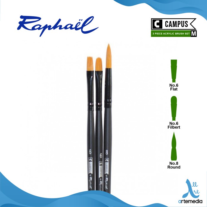 

Kuas Lukis Raphael Campus Medium Set 3 Long Handle Synthetic Brush
