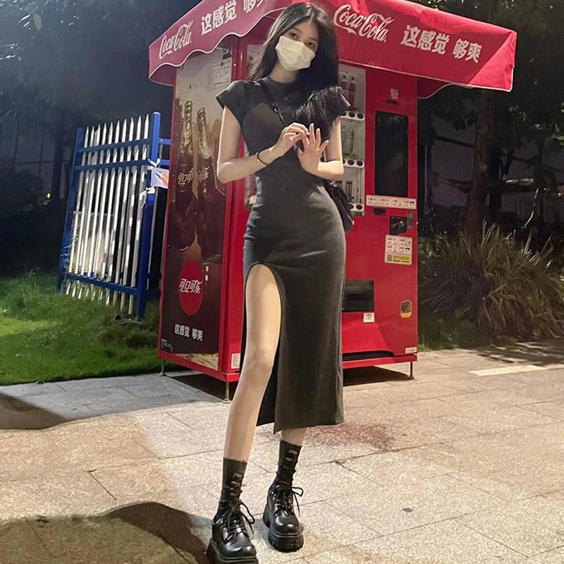 DDH 516 midi dress ketat pakaian wanita ketat bodyfit rok panjang korean