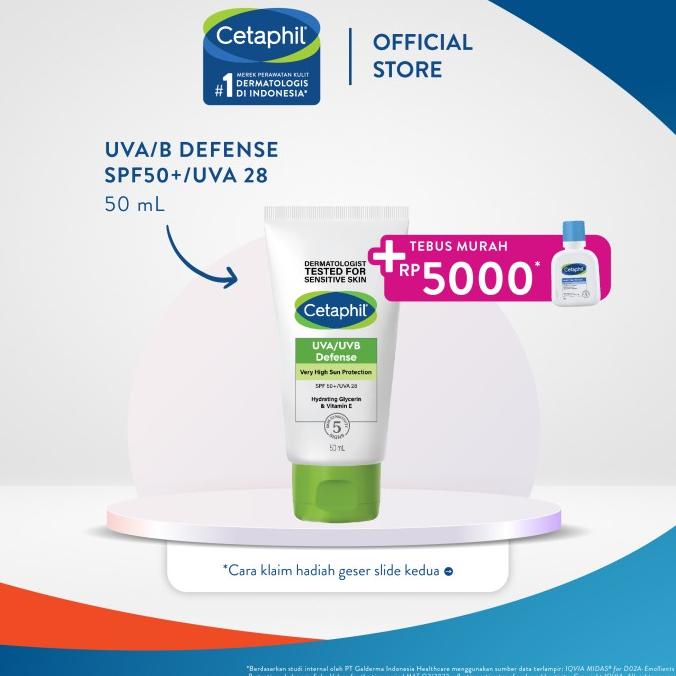 Cetaphil UVA/UVB Defense SPF 50 50ml Pelembap dan Sunblock untuk Perawatan Wajah