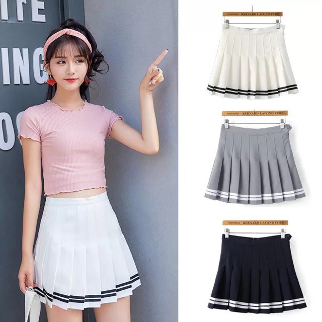 HRA TENNIS SKIRT LINE STRIPE / ROK TENIS KOREA / ROK TENIS STRIP / ROK MINI / ROK KPOP DOUBLE LINE