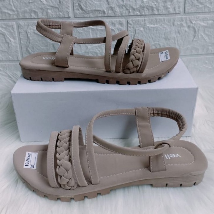 Sandal Wanita Murah  Tali Belakang Teplek Tali Kepang Terbaru lgi