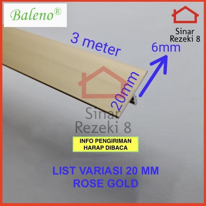 %%%%] List Variasi T 20 mm Rose GOLD / Lis Aluminium Edging Penutup Celah