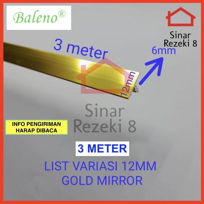 favorit] List Variasi T 12 mm GOLD MIRROR / Aluminium Lis Edging Plat Strip