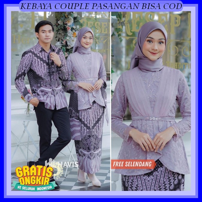 Baju Kebaya Couple Pasangan Kekinian 2023 1 Set Baju Kondangan Wanita Kekinian Remaja Set Cople Keki