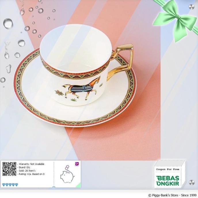 Sale Gercep Hermes Set Cangkir Piring Kopi Luxury Ceramic Mugs Sweetgamestore