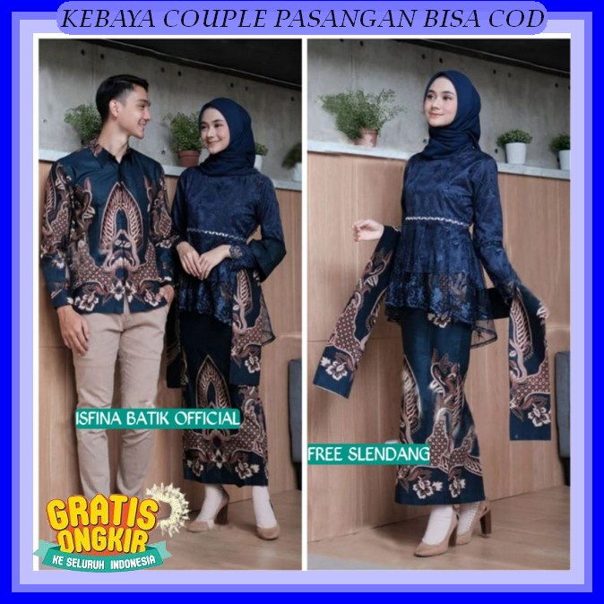 Kebaya Couple Pasangan Terbaru 2023 Cuplle Kabaya Remaja Set Atasan Brokat Wisuda Modern Hijab Remaj