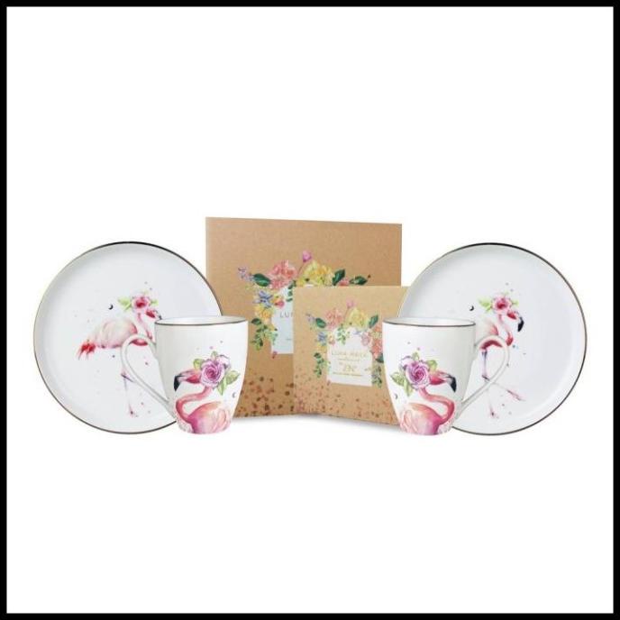 Zen X Luna Maya Dinner Set Exotic Flamingo 2 Piring Keramik+2 Mug Sweetgamestore