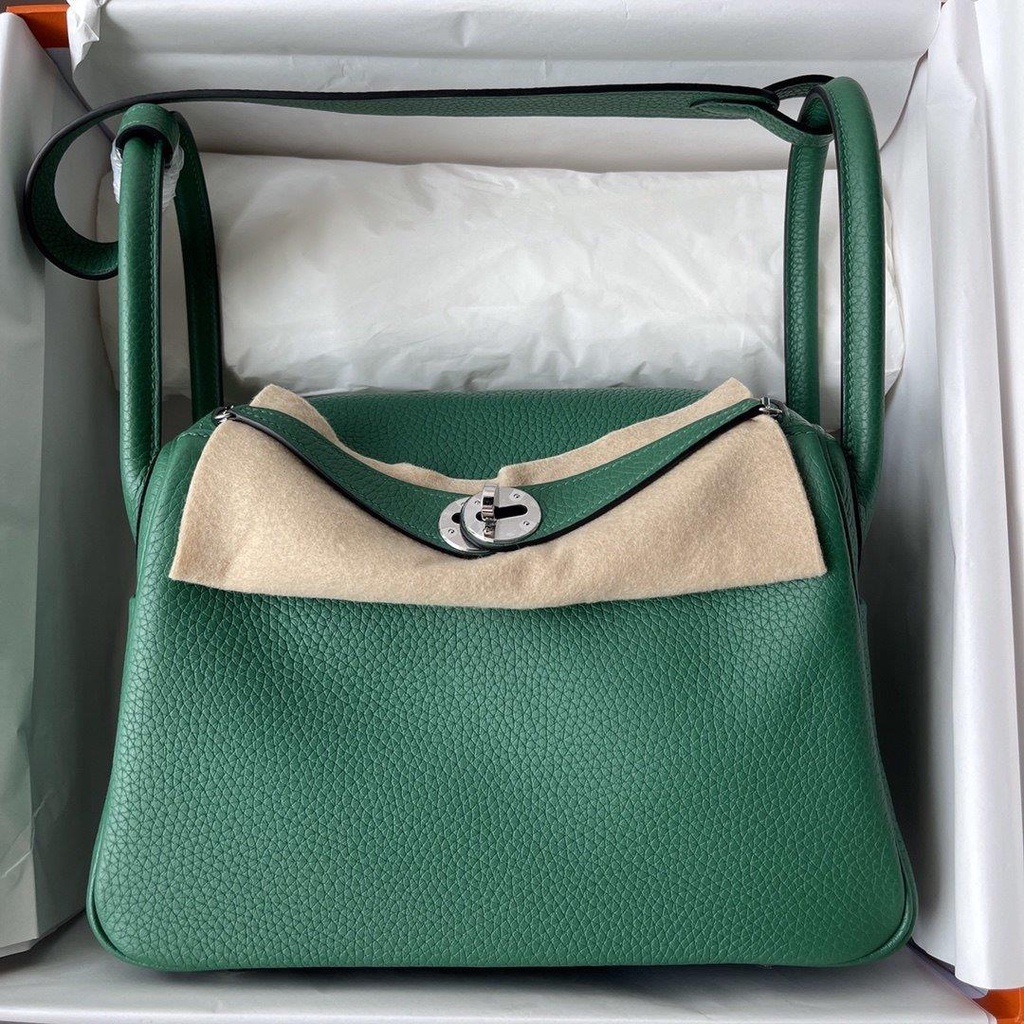 Togo Herme_ Lindy 26 top-handle handmade handbag holiday traveling tote with protective feet