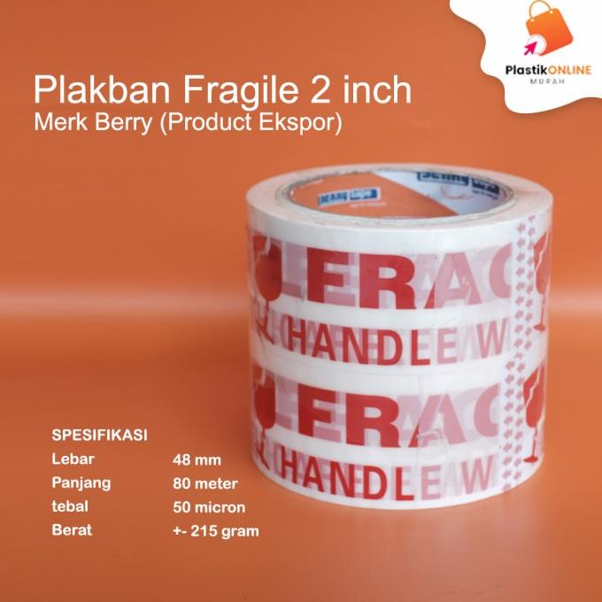

%$%$%$%$] Plakban Fragile 2 inch Putih | Lakban Jangan Dibanting | Isolasi