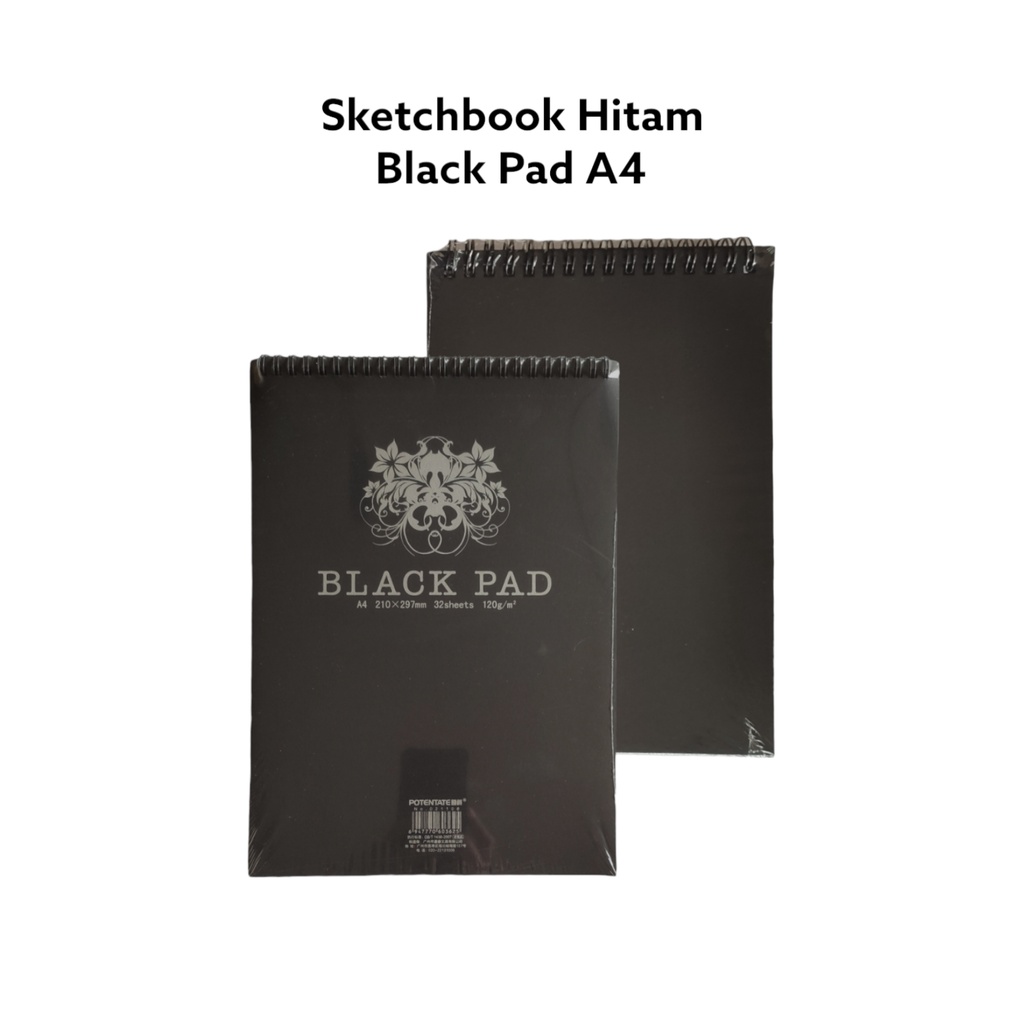 

Sketchbook Hitam Potentate ukuran A4 Potrait 120 Gsm 32 Lembar tipe Wire book Black Paper Pad Buku Sketsa Kertas Hitam