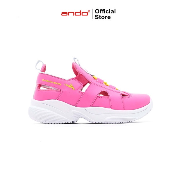 Ando Official Sepatu Sneakers Zeeba V Anak - Merah Jambu/Kuning