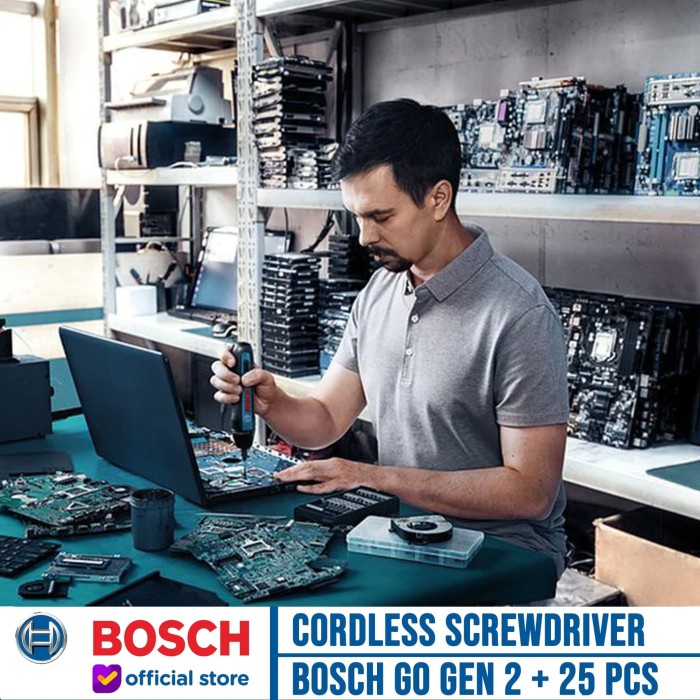 Bosch Go Gen 2 Obeng Baterai Cordless Screwdriver Plus Mata Obeng 25Pc Terlariss 