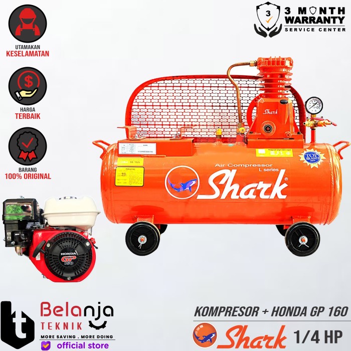 SHARK Mesin Kompresor Udara 0.25 Hp Honda Gp 160 5.5 Air Kompresor 1/4 keren