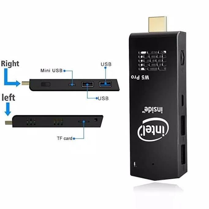 Intel Compute Stick W5 Pro Z8350 Quadcore X5 32GB Win10 ada Fan Cooler