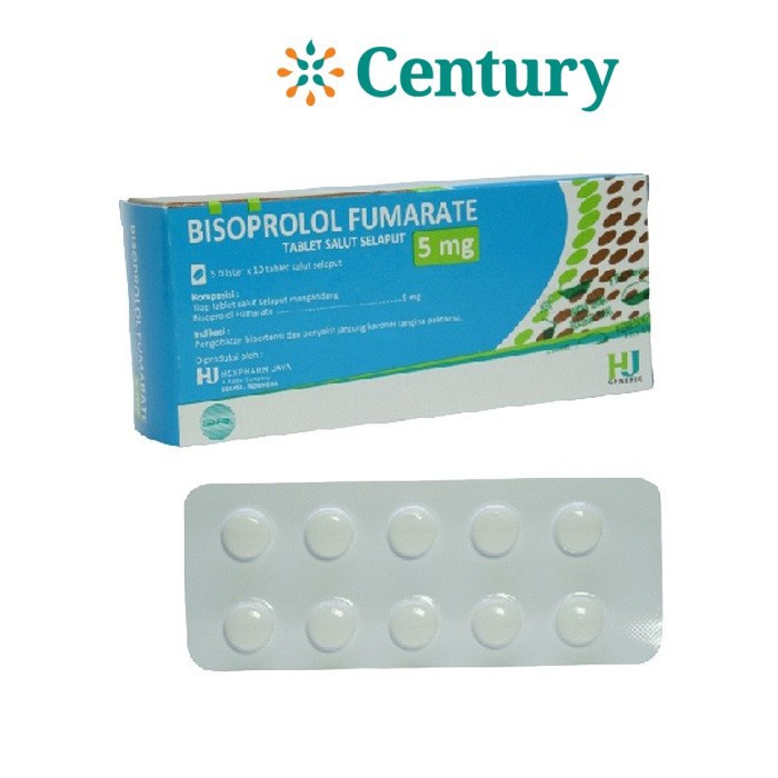 BISOPROLOL 5MG TABLET 10'S (GEN-HJ) / DARAH TINGGI / HIPERTENSI / JANTUNG /OBAT HIPERTENSI / ANTIKOG