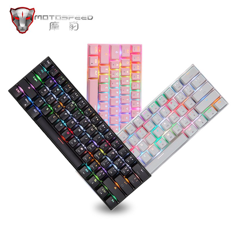 ✅&Motospeed CK62 RGB Mechanical Keyboard 61 Keys Bluetooth Wireless Dual Mode Ergonomics Laser Mini 