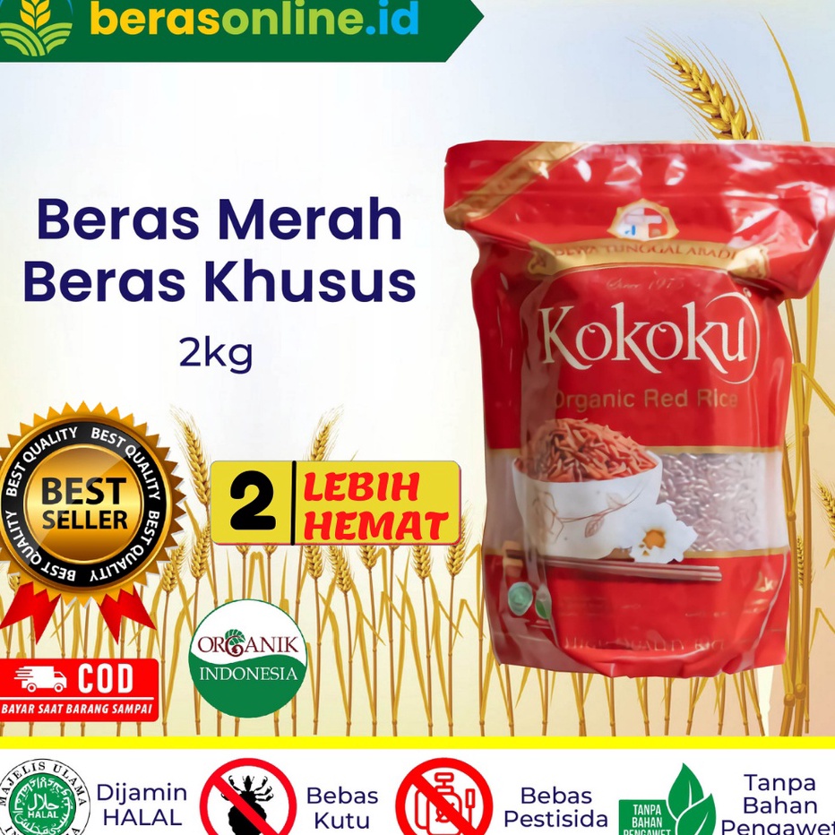 

Paling Popular Beras Online - Beras Merah ORGANIC 2kg Vacuum Kokoku HALAL