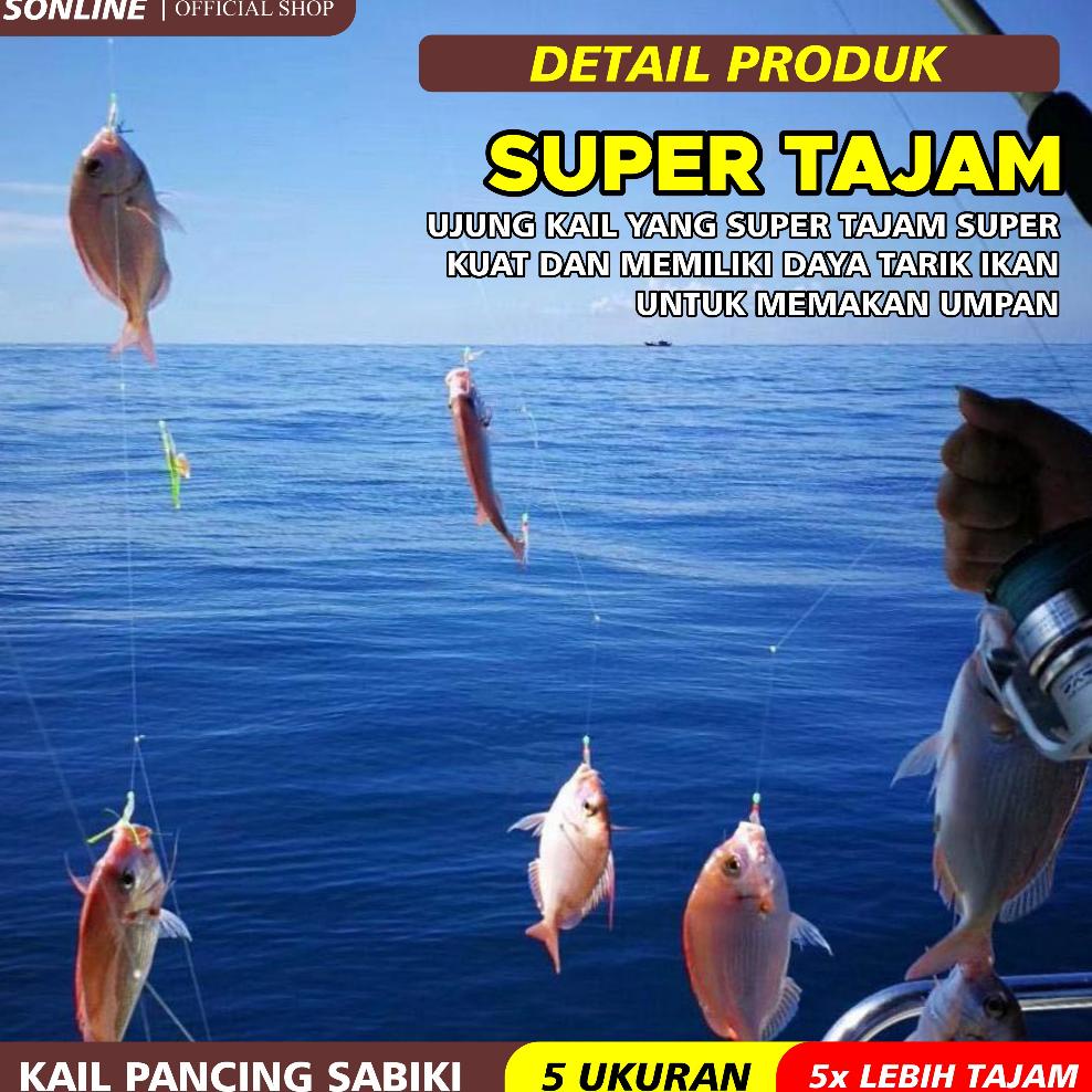 Terlaris Sonline Kotrekan Kail Umpan Pancing Sabiki Kail Umpan Gantung Sutra Perak Kail Jig Benang P