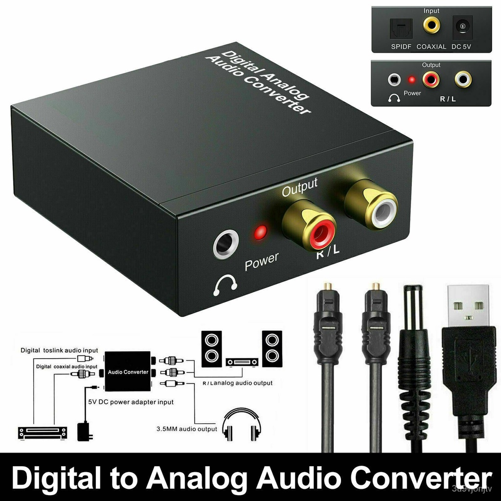 ✅&Optical Coaxial Digital To Analog Audio AUX 3.5mm Jack RCA L/R Converter Toslink Optical to 3.5mm 