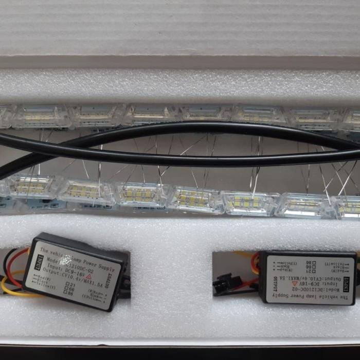 Led Lampu Drl Alis 60Cm Cristal Putih + Running Sein 2Pcs/Sepasang 12V