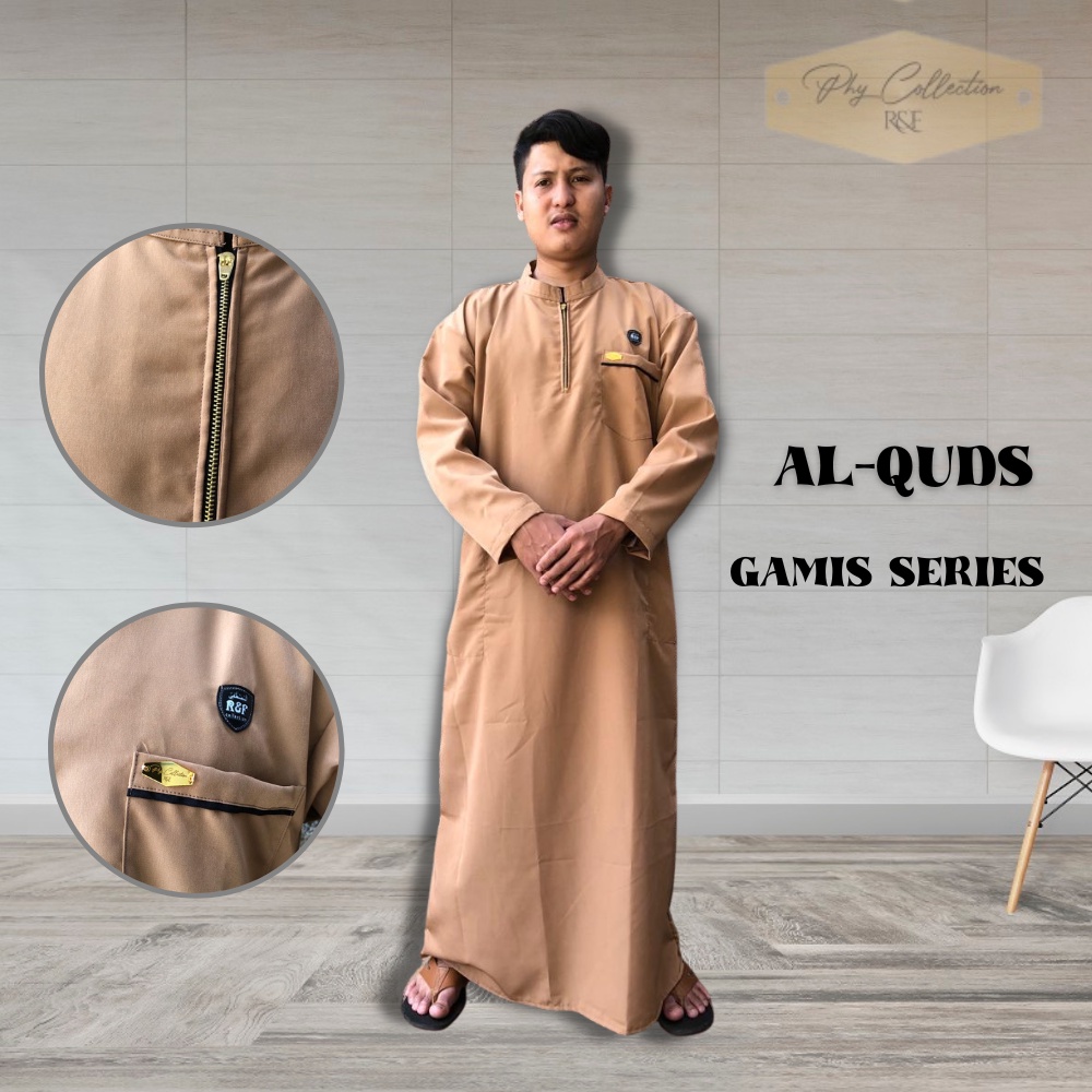 Gamis Jubah pria Laki Laki Dewasa Dan Remaja Lengan Panjang Oblong Model Haromain Al haramain Ukuran S M L XL XXL XXXL [AL-QUDS]