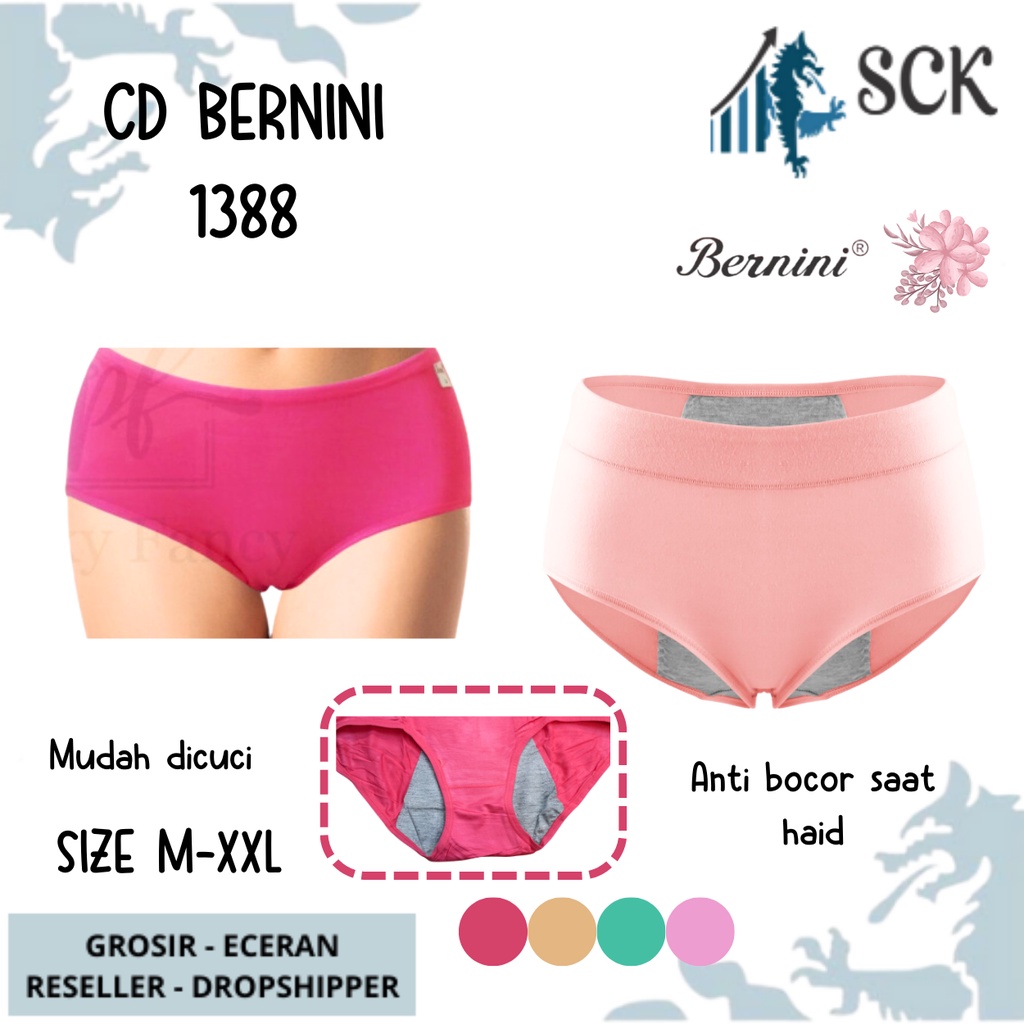 CD Haid BERNINI 1388 ANTI TEMBUS MENSTRUASI BAHAN SERAT BAMBU / CELANA DALAM PEREMPUAN SEAMLESS PREMIUM - sckmenwear GROSIR