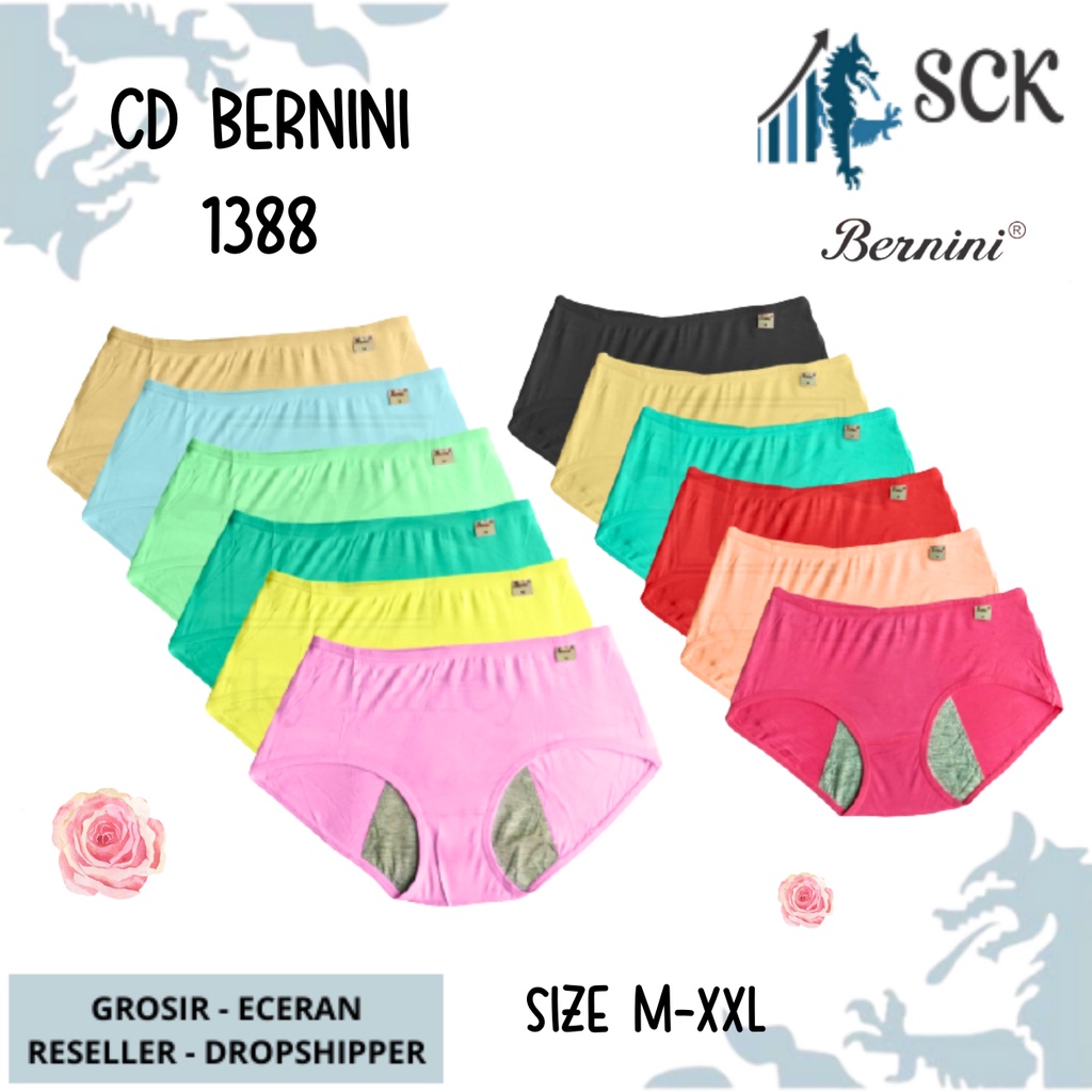 CD Haid BERNINI 1388 ANTI TEMBUS MENSTRUASI BAHAN SERAT BAMBU / CELANA DALAM PEREMPUAN SEAMLESS PREMIUM - sckmenwear GROSIR
