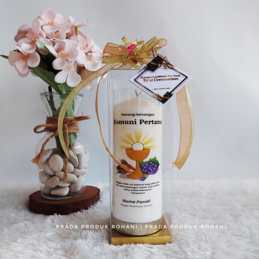 Lilin Doa Komuni/Souvenir Katolik/Hadiah Rohani/Lilin Rohani Katolik