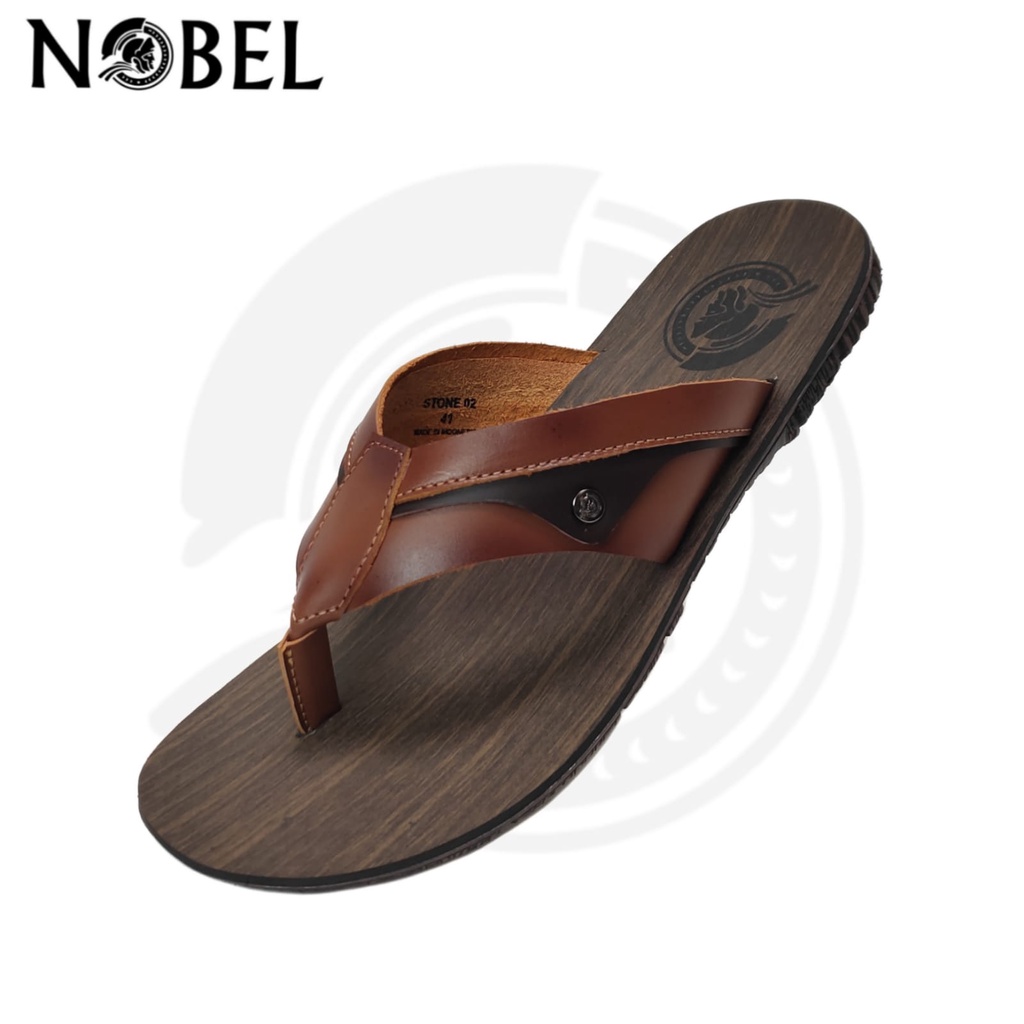 Nobel Stone-02 Sandal Jepit Kulit Pria Dewasa Terbaru 2023 | Sandal Pria Untuk Lebaran | Sandal Kuli