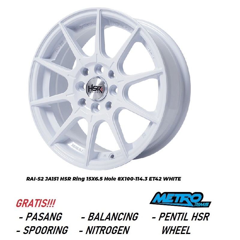 PROMO PELEK HSR R15 RING 15 UNTUK BRIO AGYA VIOS LANCER STARLET HSR RAI-S2 R15 Baut 4 Warna Putih Av