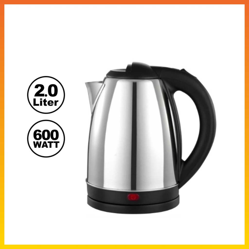 COD Teko Listrik Stainlees Portable Pemanas Air Electric Kettle Ketel Besar Muat 2 Liter Air Serbaguna WHFURNITURE