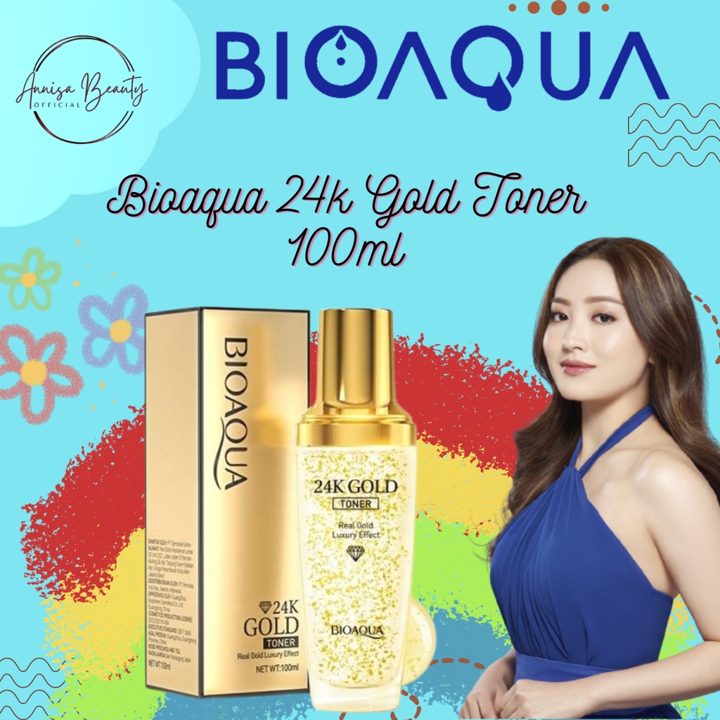 [BPOM] BIOAQUA 24k Gold Toner 100ml  Skincare Hydrating Toner Glowing Face Essence Toner Whitening Brightly