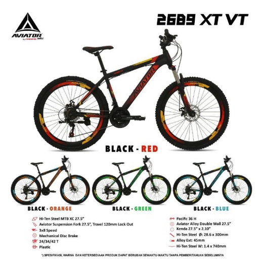 Sepeda Gunung DEWASA KEREN / MTB 27.5" Aviator 2689 XT VT