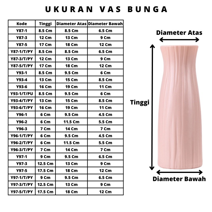 (Part 1) [1 Pcs] Vas Bunga Minimalis / Vas Plastik Tebal / Vas Tanaman Hias / Vas Plastik Melamin Warna Warni