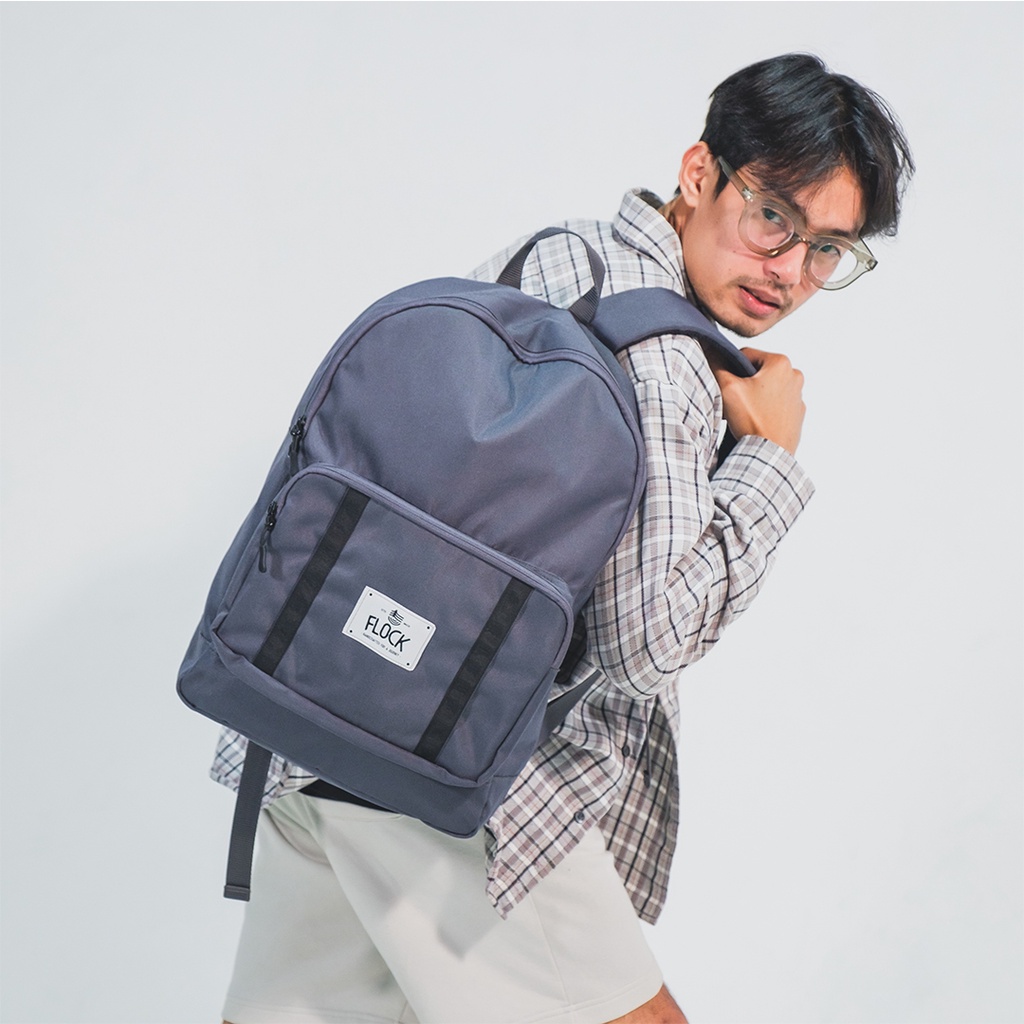 (New Product) FLOCK Stripe Backpack - Dark Grey