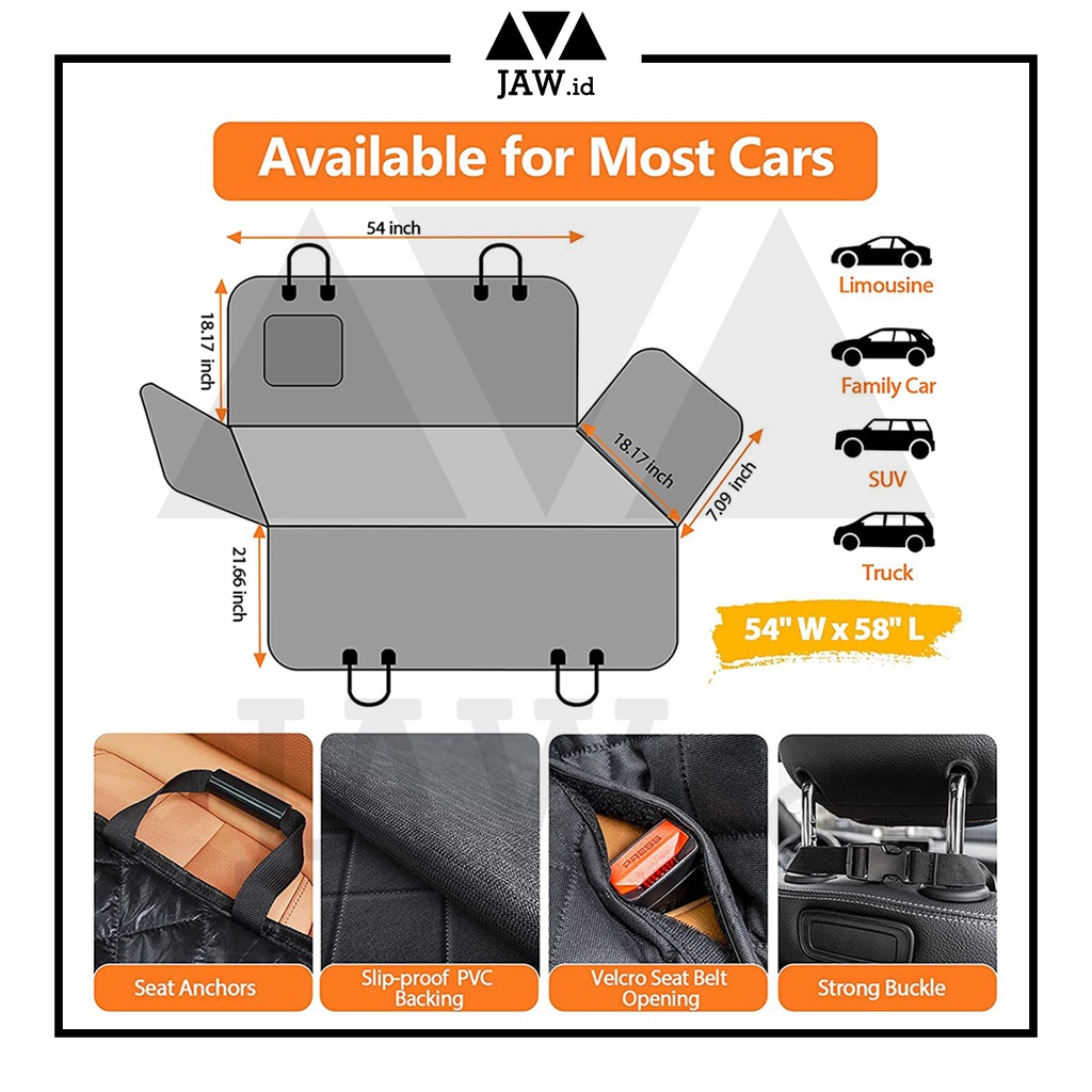 JAW.id Pet Car Cover Jok Mobil Anjing Kucing Hewan